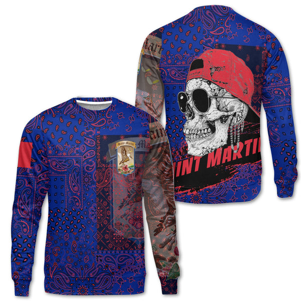 Saint Martin Sweatshirt Paisley Flag And Skull Style 1