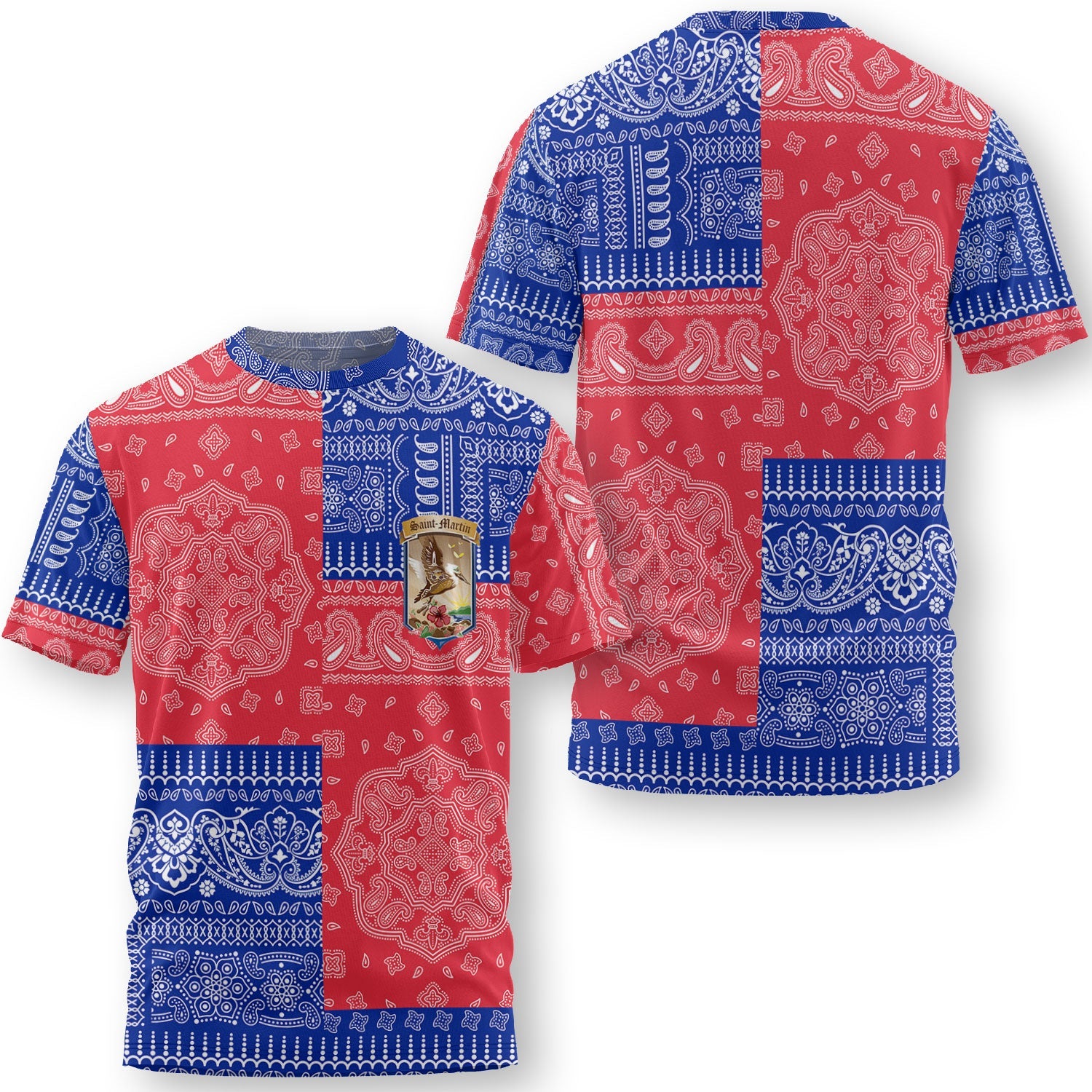 Saint Martin T Shirt Flag And Paisley Basic Style 1