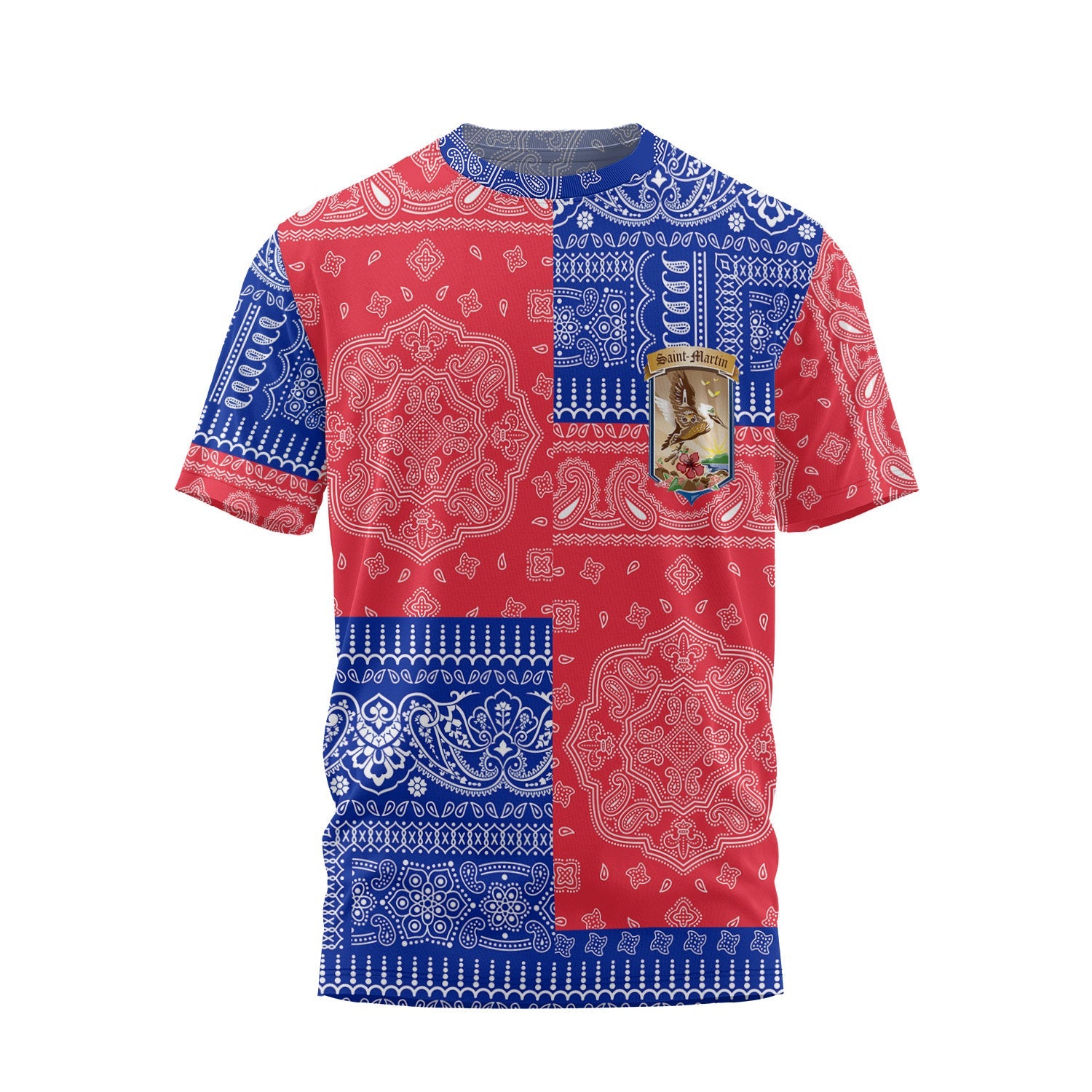 Saint Martin T Shirt Flag And Paisley Basic Style 2