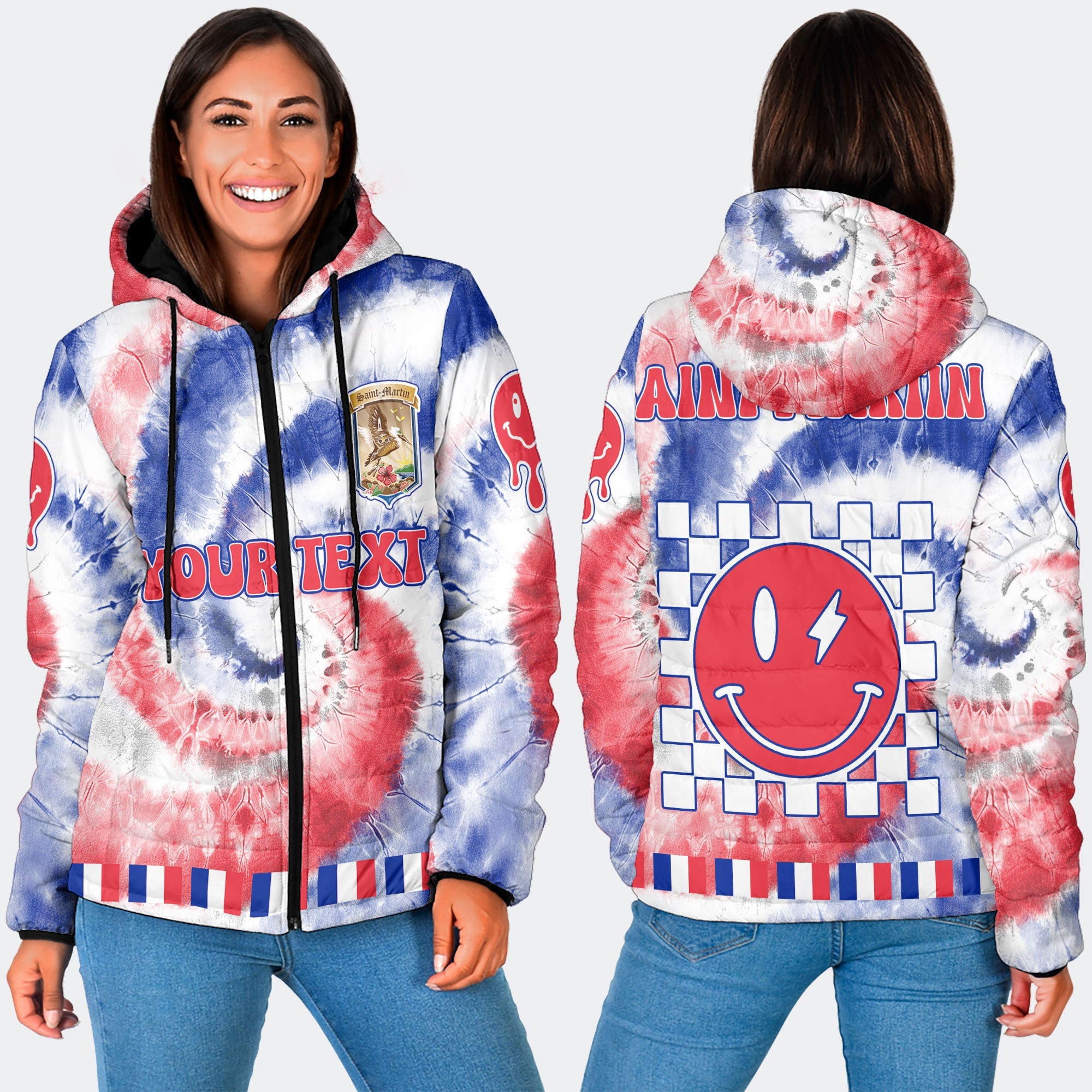 Saint Martin Women Hooded Padded Jacket Custom Tie Dye Style 3