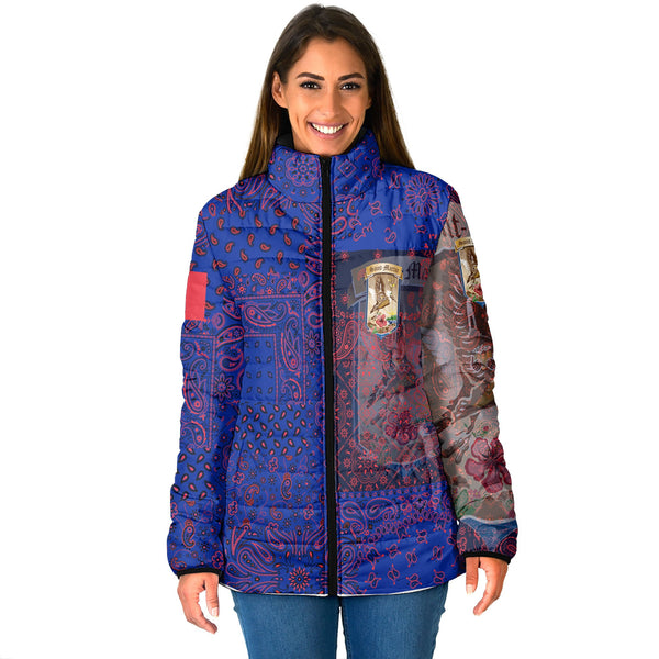 Saint Martin Women Padded Jacket Paisley Flag And Skull Style 1