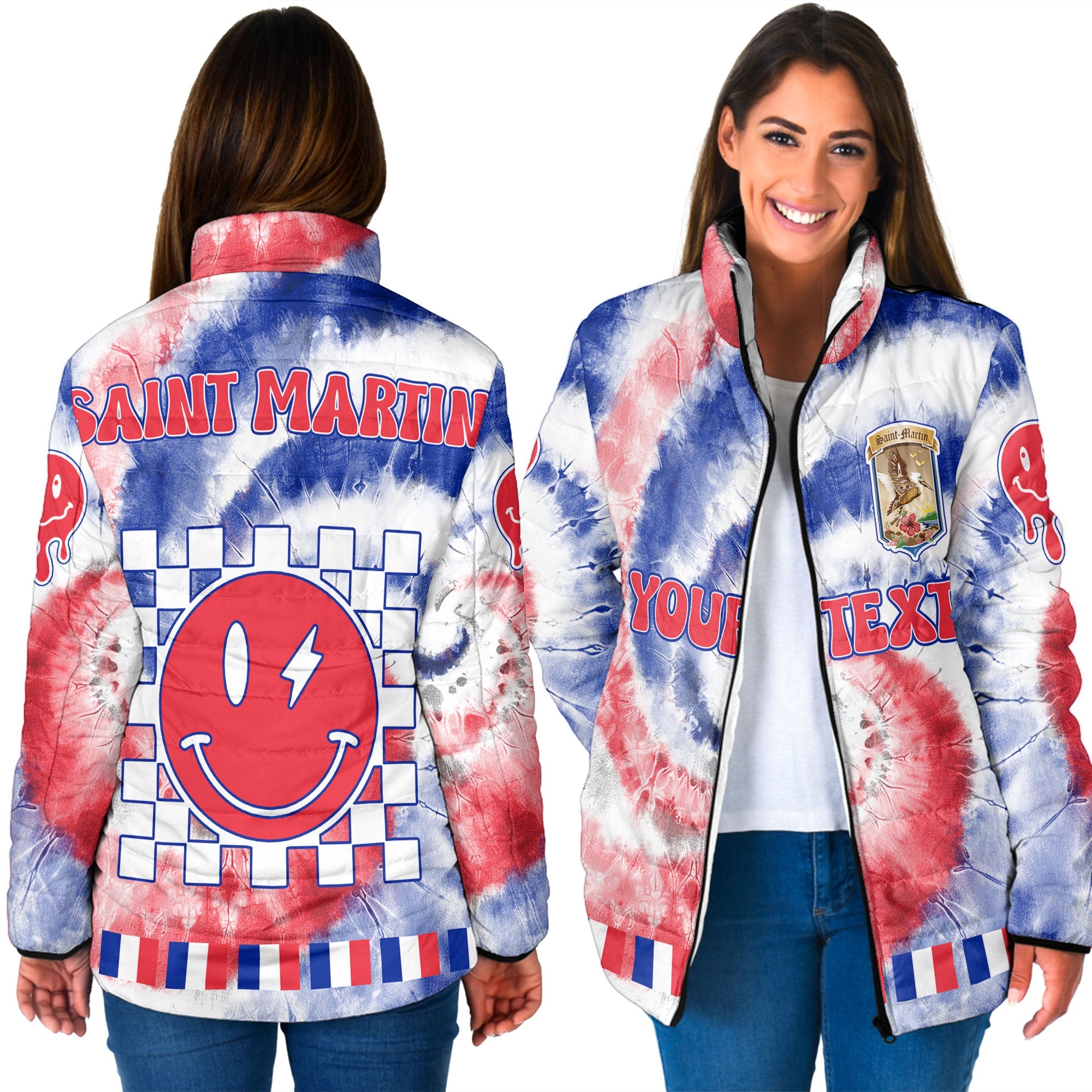 Saint Martin Women Padded Jacket Custom Tie Dye Style 3