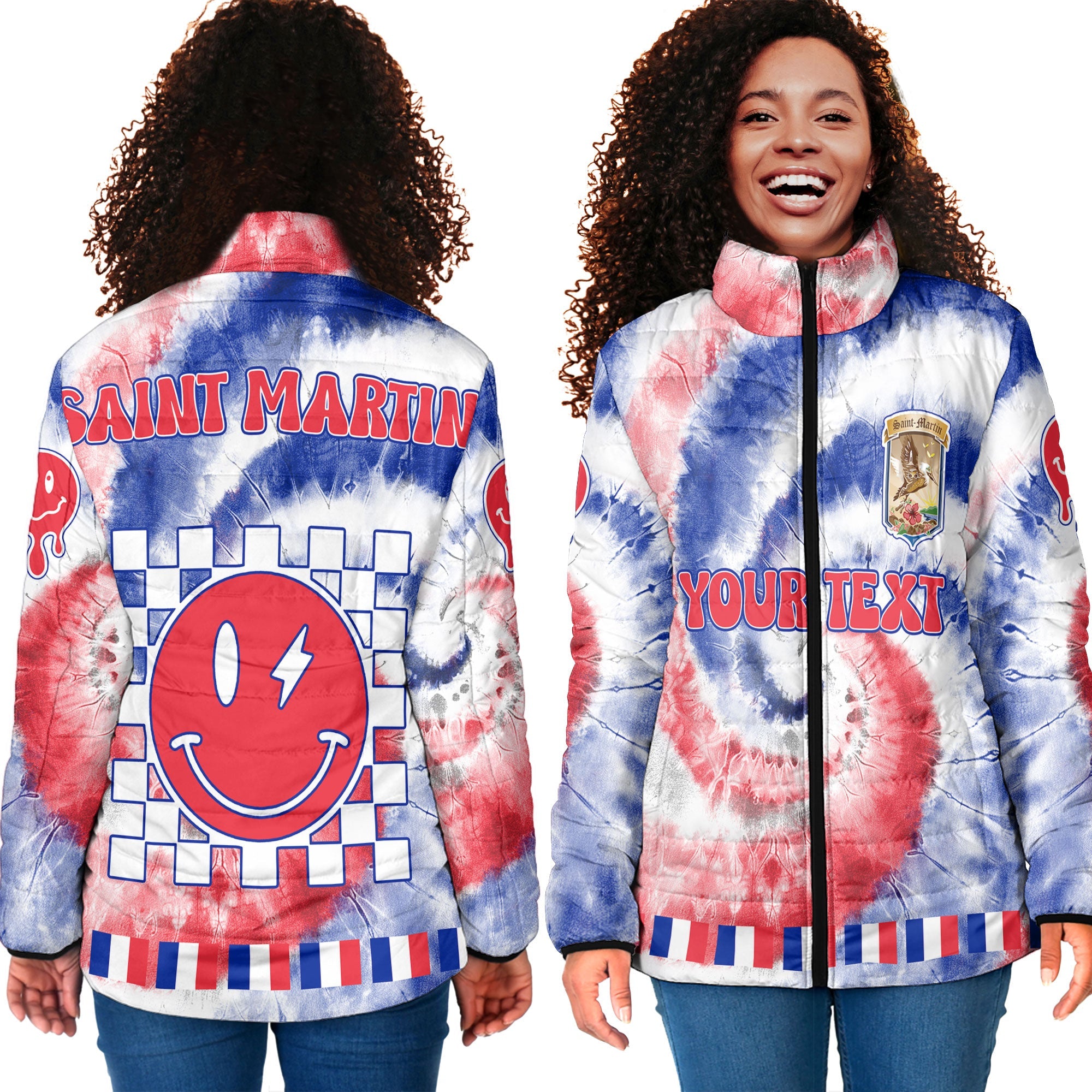 Saint Martin Women Padded Jacket Custom Tie Dye Style 4