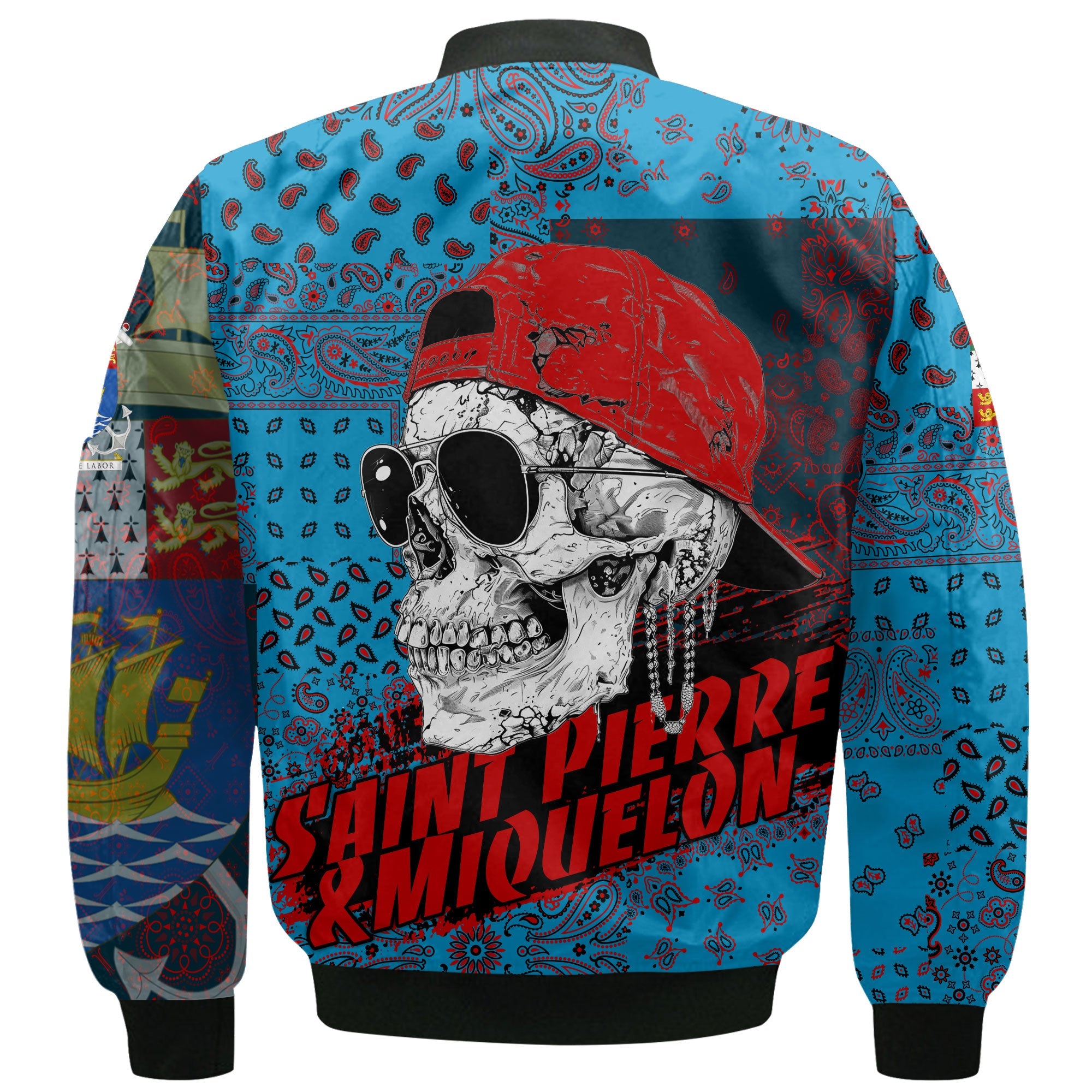 Saint Pierre And Miquelon Bomber Jacket Paisley Flag And Skull Style 3