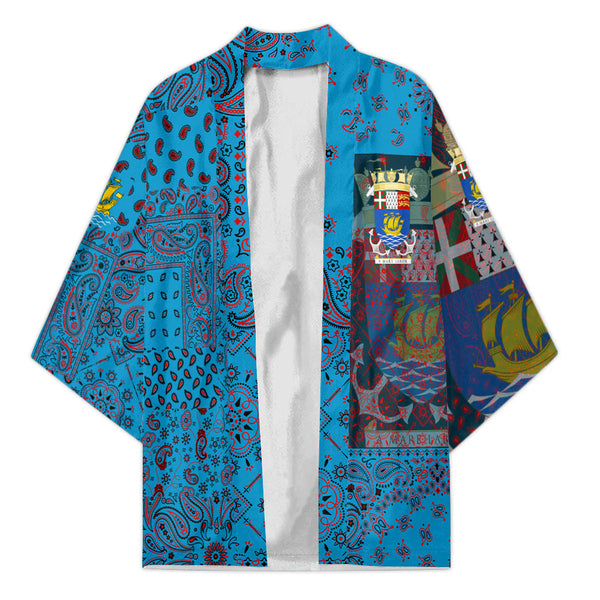 Saint Pierre And Miquelon Kimono Paisley Flag And Skull Style 1