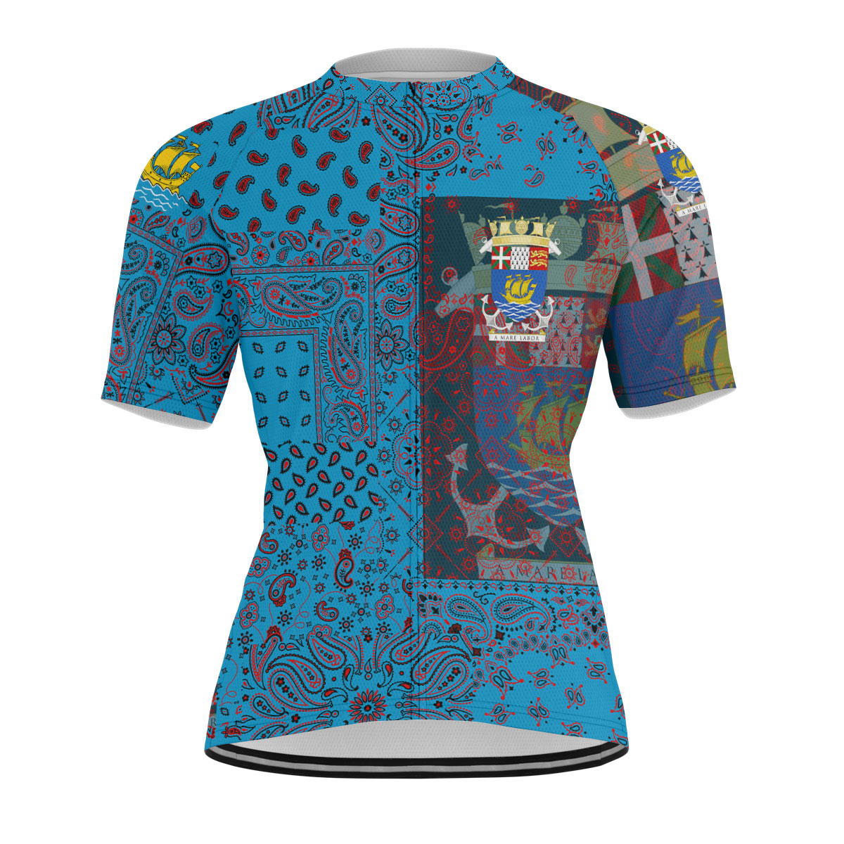 Saint Pierre And Miquelon Men Cycling Jersey Paisley Flag And Skull Style 1