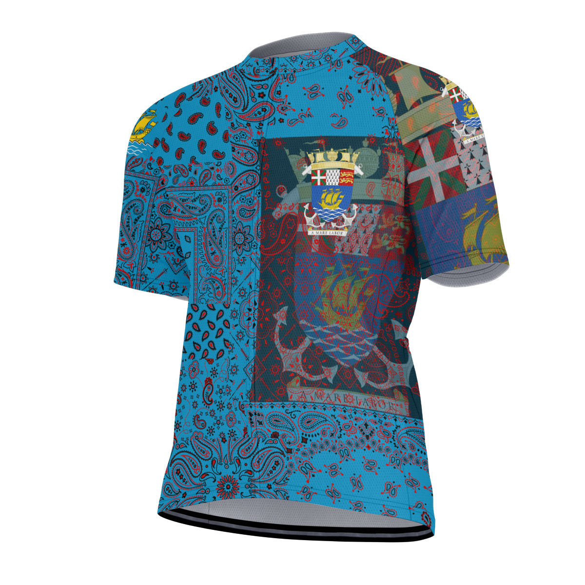 Saint Pierre And Miquelon Men Cycling Jersey Paisley Flag And Skull Style 2