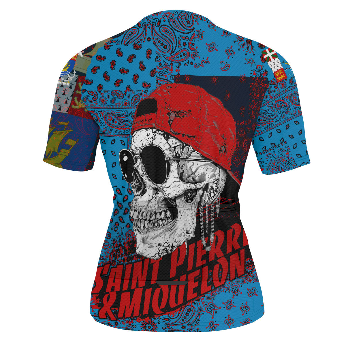 Saint Pierre And Miquelon Men Cycling Jersey Paisley Flag And Skull Style 3