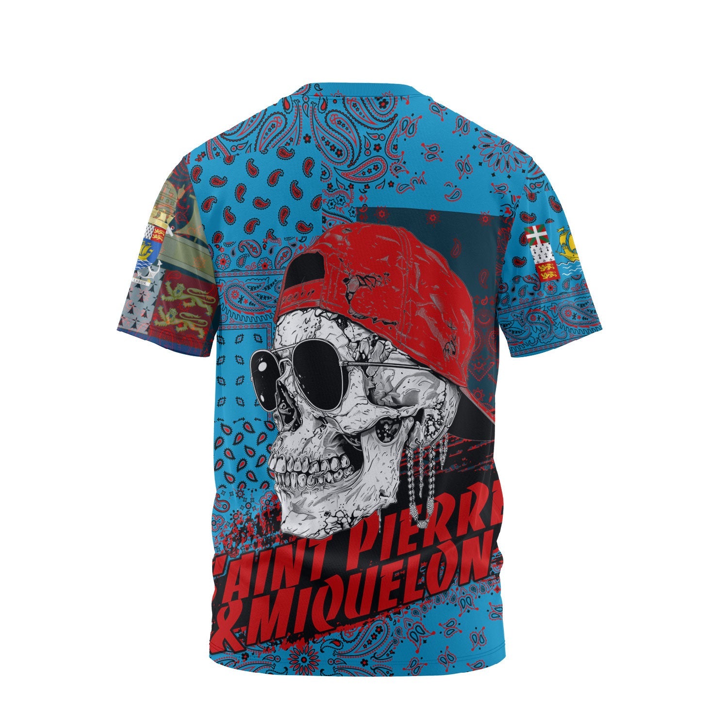 Saint Pierre And Miquelon T Shirt Paisley Flag And Skull Style 2