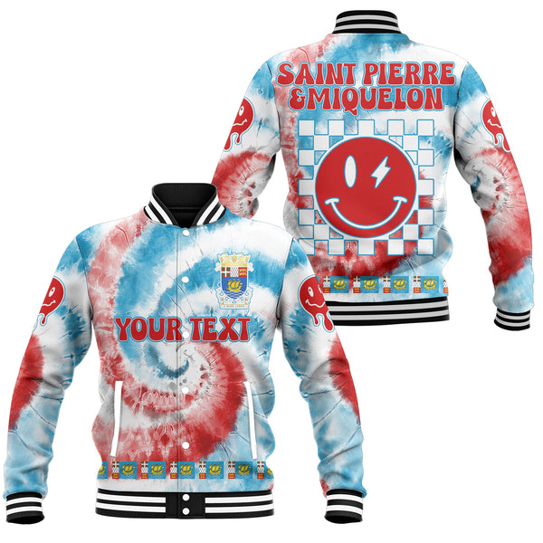 Saint Pierre And Miquelon Baseball Jacket Custom Tie Dye Style 1