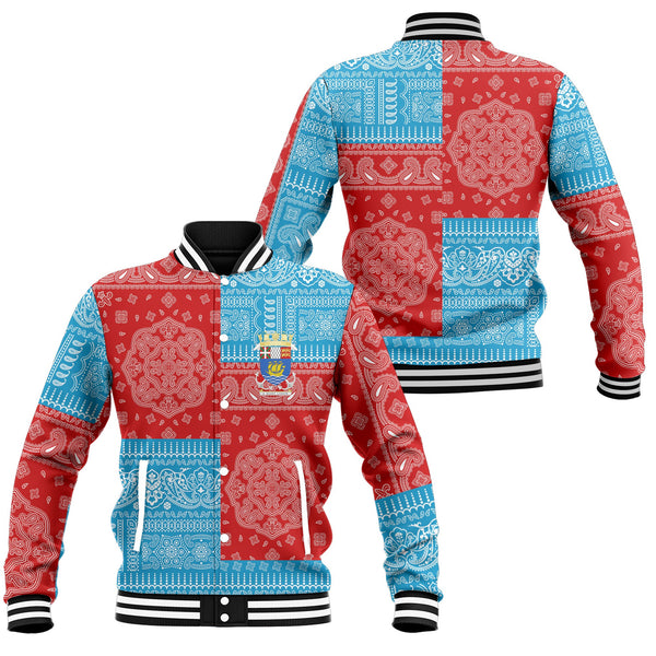 Saint Pierre And Miquelon Baseball Jacket Flag And Paisley Basic Style 1