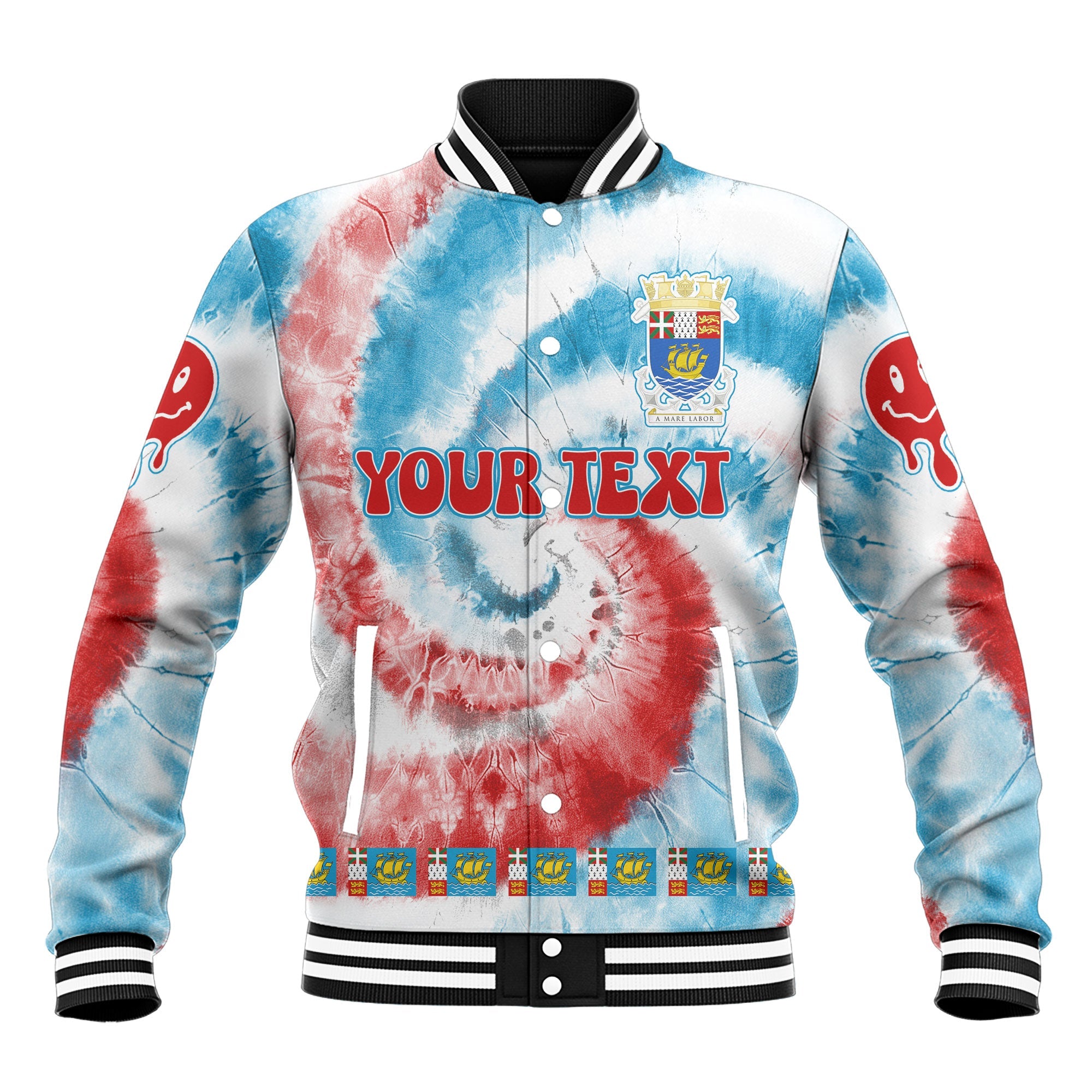 Saint Pierre And Miquelon Baseball Jacket Custom Tie Dye Style 2