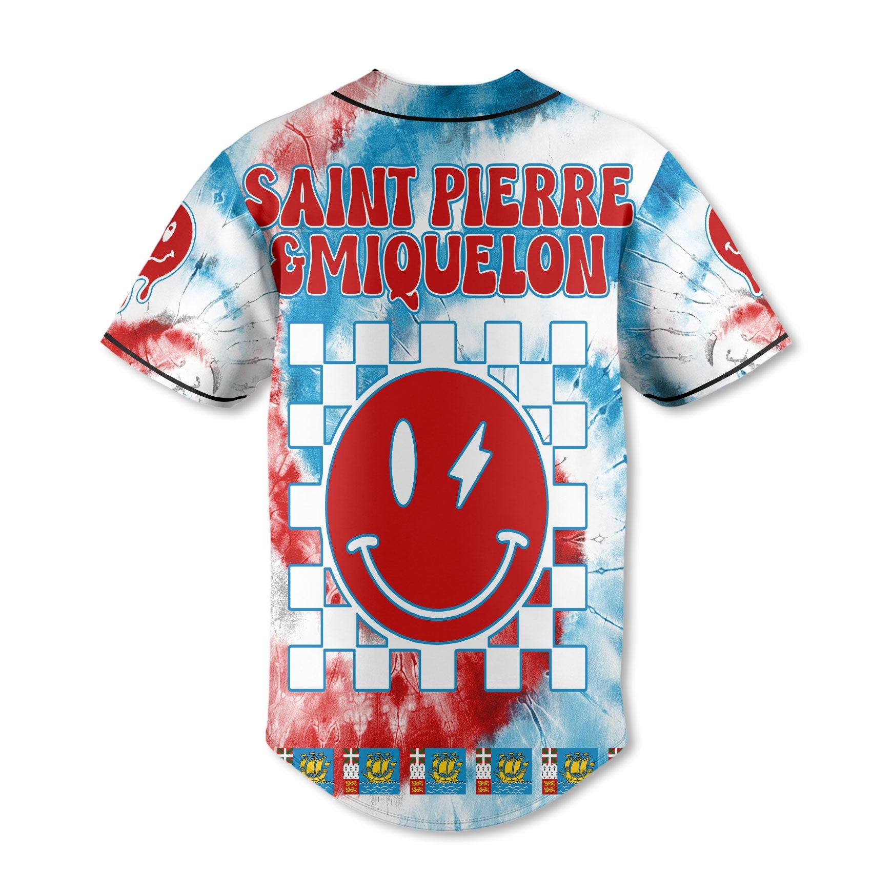 Saint Pierre And Miquelon Baseball Jersey Custom Tie Dye Style 3