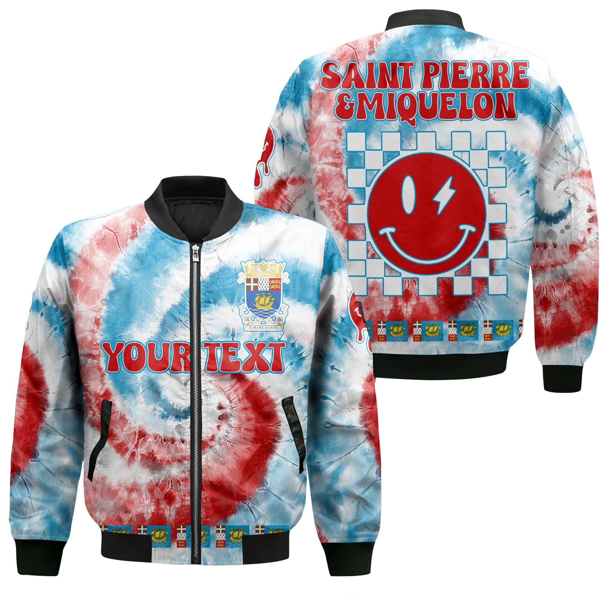 Saint Pierre And Miquelon Bomber Jacket Custom Tie Dye Style 1