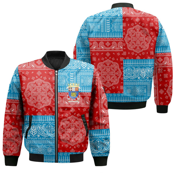 Saint Pierre And Miquelon Bomber Jacket Flag And Paisley Basic Style 1