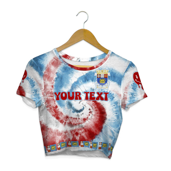 Saint Pierre And Miquelon Croptop T Shirt Custom Tie Dye Style 1