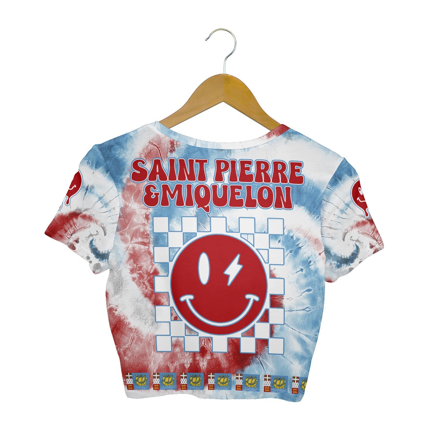 Saint Pierre And Miquelon Croptop T Shirt Custom Tie Dye Style 2