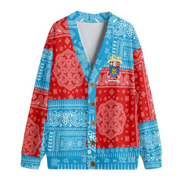 Saint Pierre And Miquelon Fleece Cardigan Flag And Paisley Basic Style 1