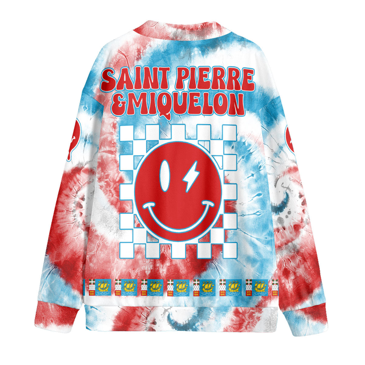 Saint Pierre And Miquelon Fleece Cardigan Custom Tie Dye Style 2