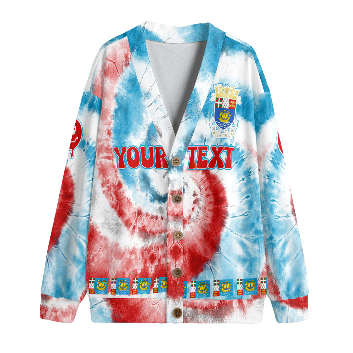 Saint Pierre And Miquelon Fleece Cardigan Custom Tie Dye Style 4