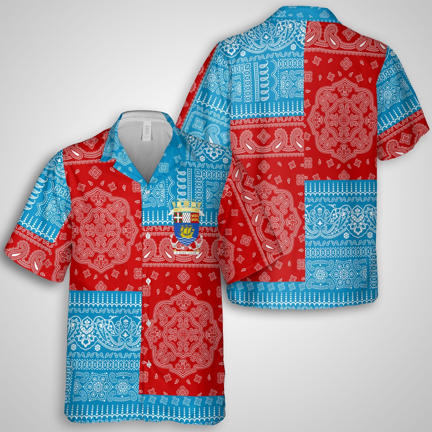 Saint Pierre And Miquelon Hawaiian Shirt Flag And Paisley Basic Style 1