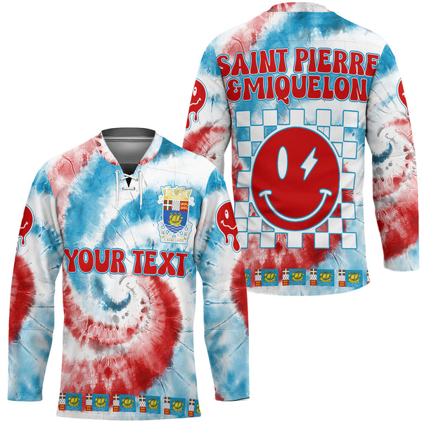 Saint Pierre And Miquelon Hockey Jersey Custom Tie Dye Style 1