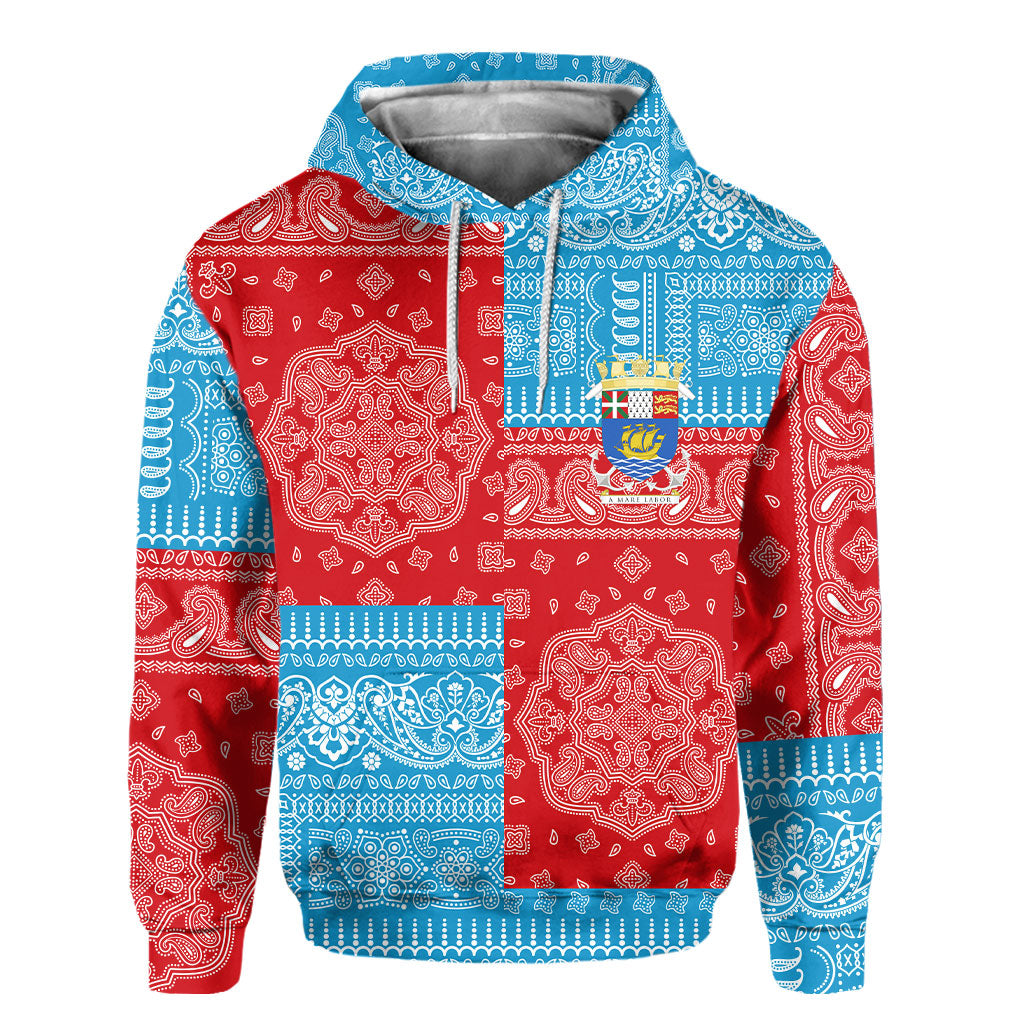 Saint Pierre And Miquelon Hoodie Flag And Paisley Basic Style 2