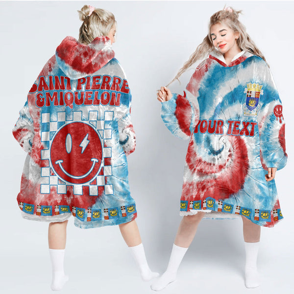 Saint Pierre And Miquelon Hoodie Blanket Custom Tie Dye Style 1