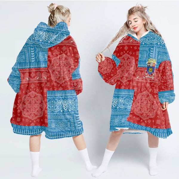 Saint Pierre And Miquelon Hoodie Blanket Flag And Paisley Basic Style 1