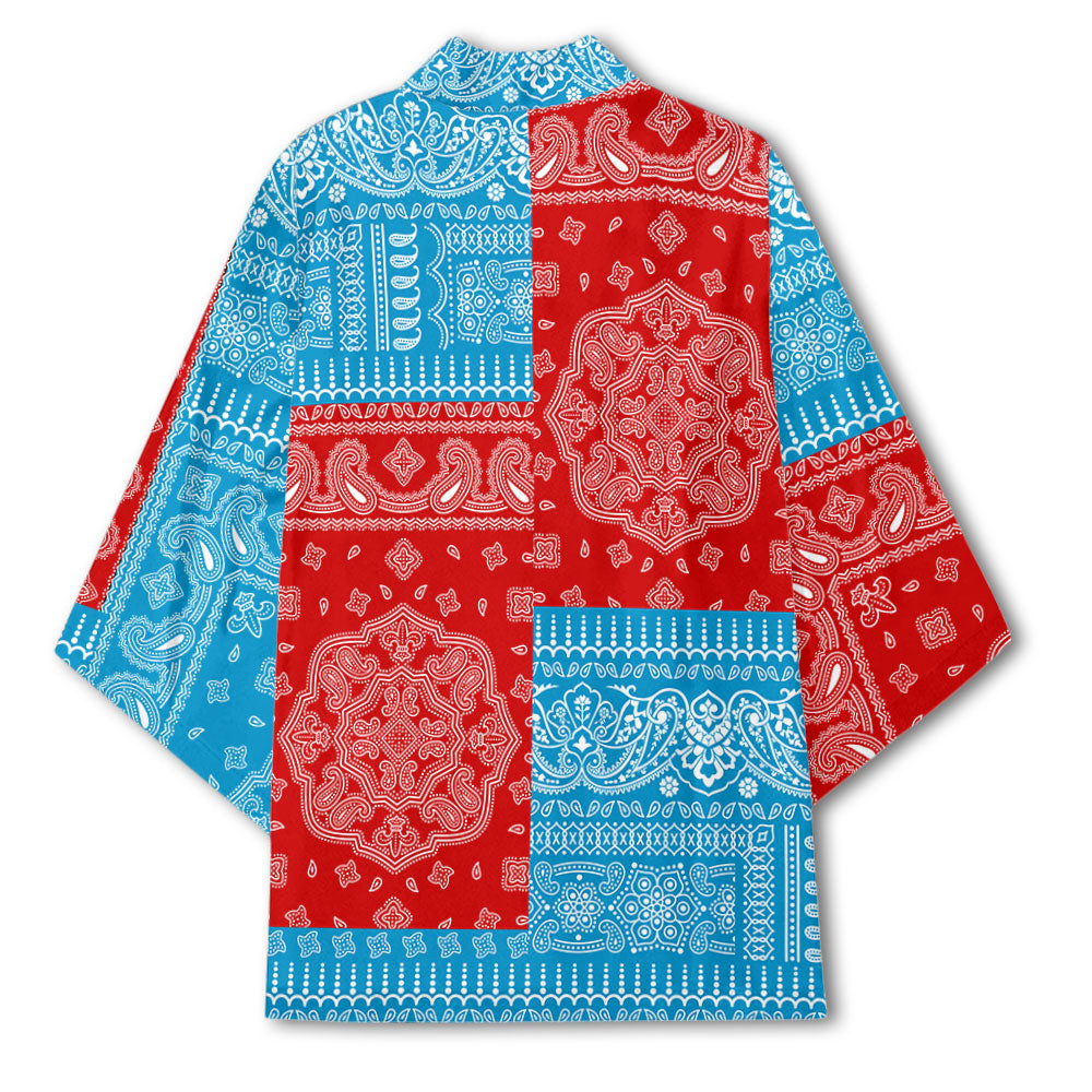 Saint Pierre And Miquelon Kimono Flag And Paisley Basic Style 4