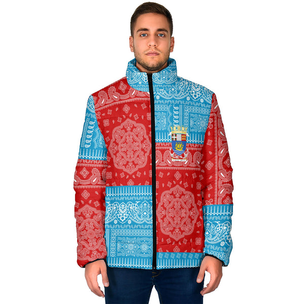 Saint Pierre And Miquelon Men Padded Jacket Flag And Paisley Basic Style 1