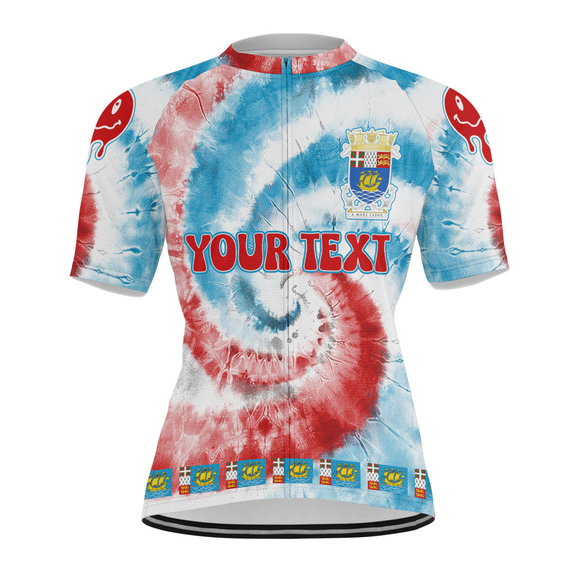 Saint Pierre And Miquelon Men Cycling Jersey Custom Tie Dye Style 1