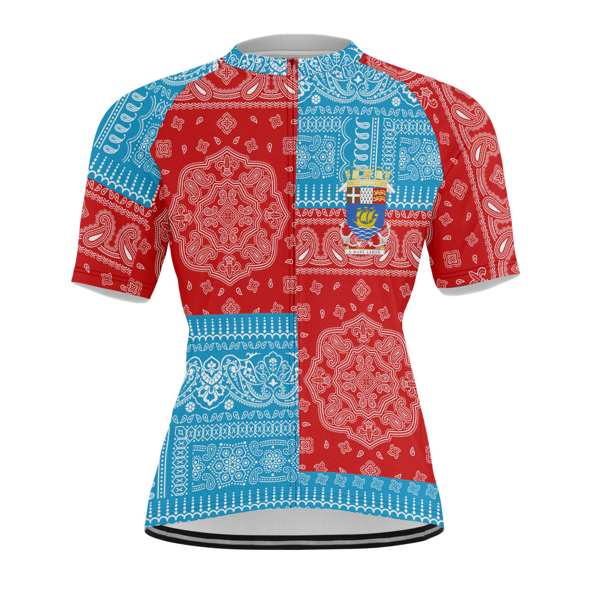 Saint Pierre And Miquelon Men Cycling Jersey Flag And Paisley Basic Style 1