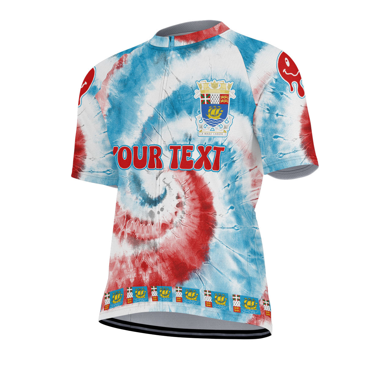 Saint Pierre And Miquelon Men Cycling Jersey Custom Tie Dye Style 2