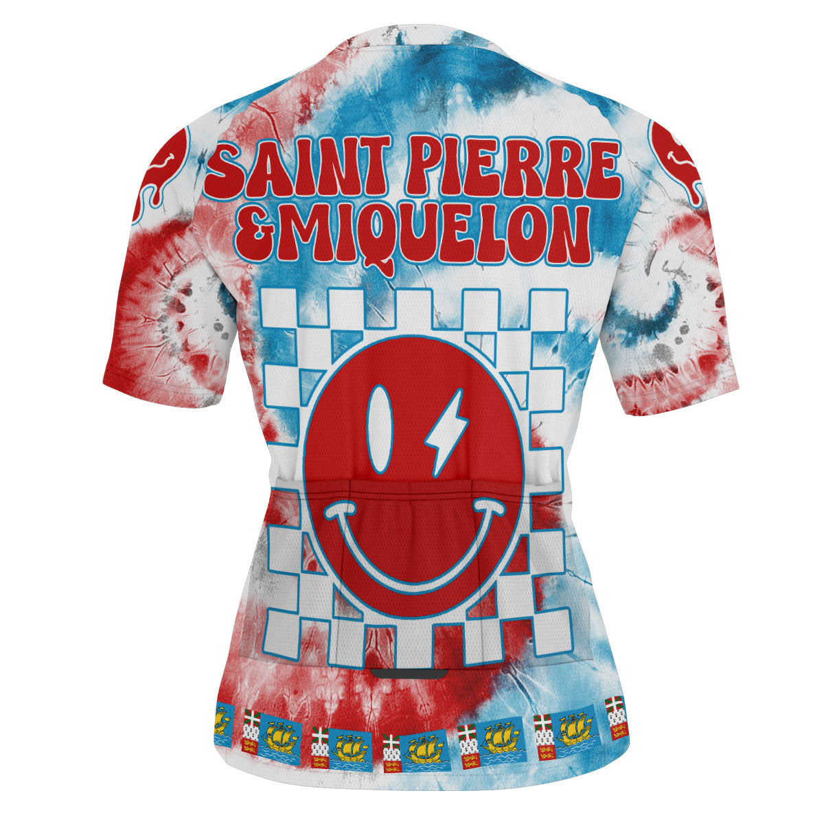 Saint Pierre And Miquelon Men Cycling Jersey Custom Tie Dye Style 3