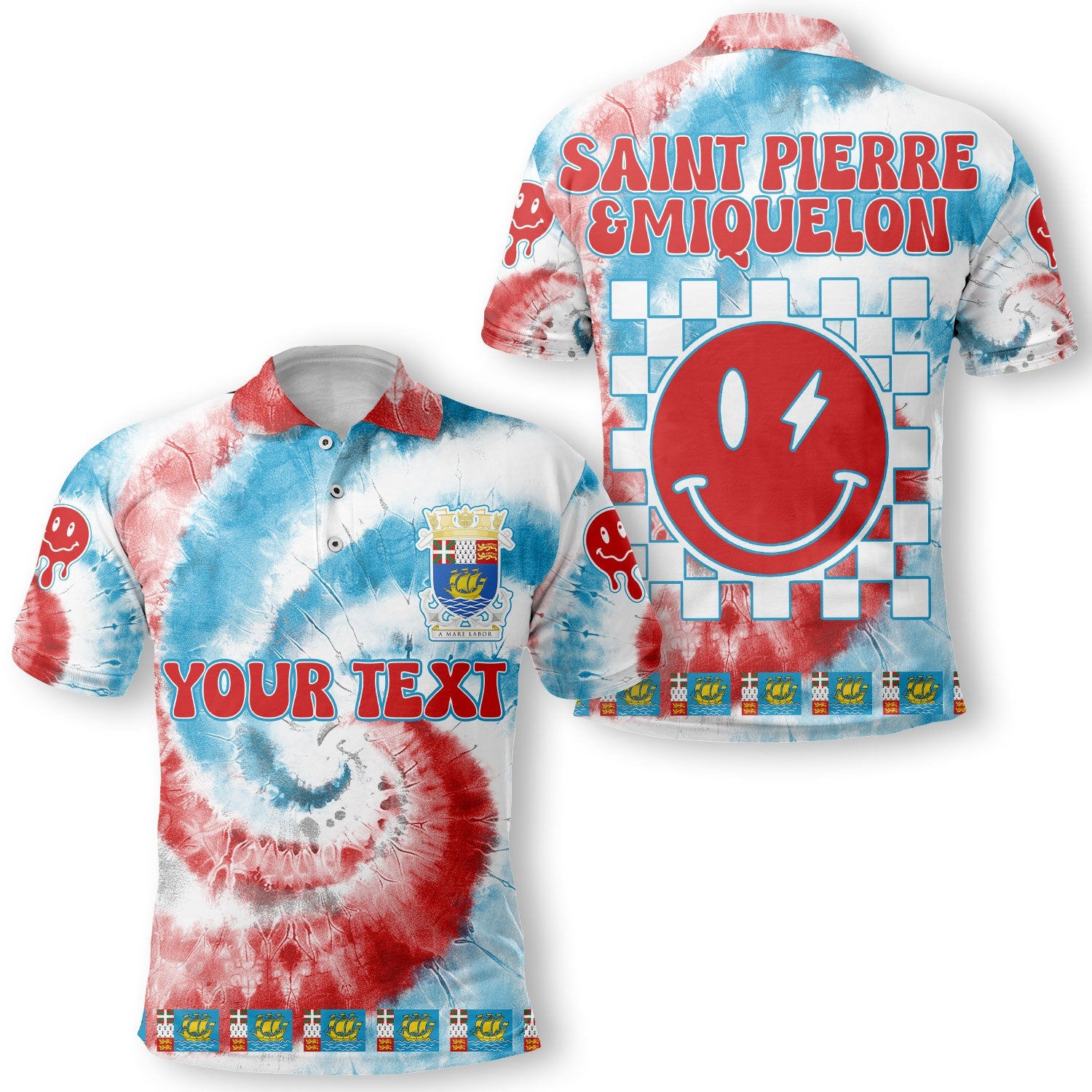 Saint Pierre And Miquelon Polo Shirt Custom Tie Dye Style 1