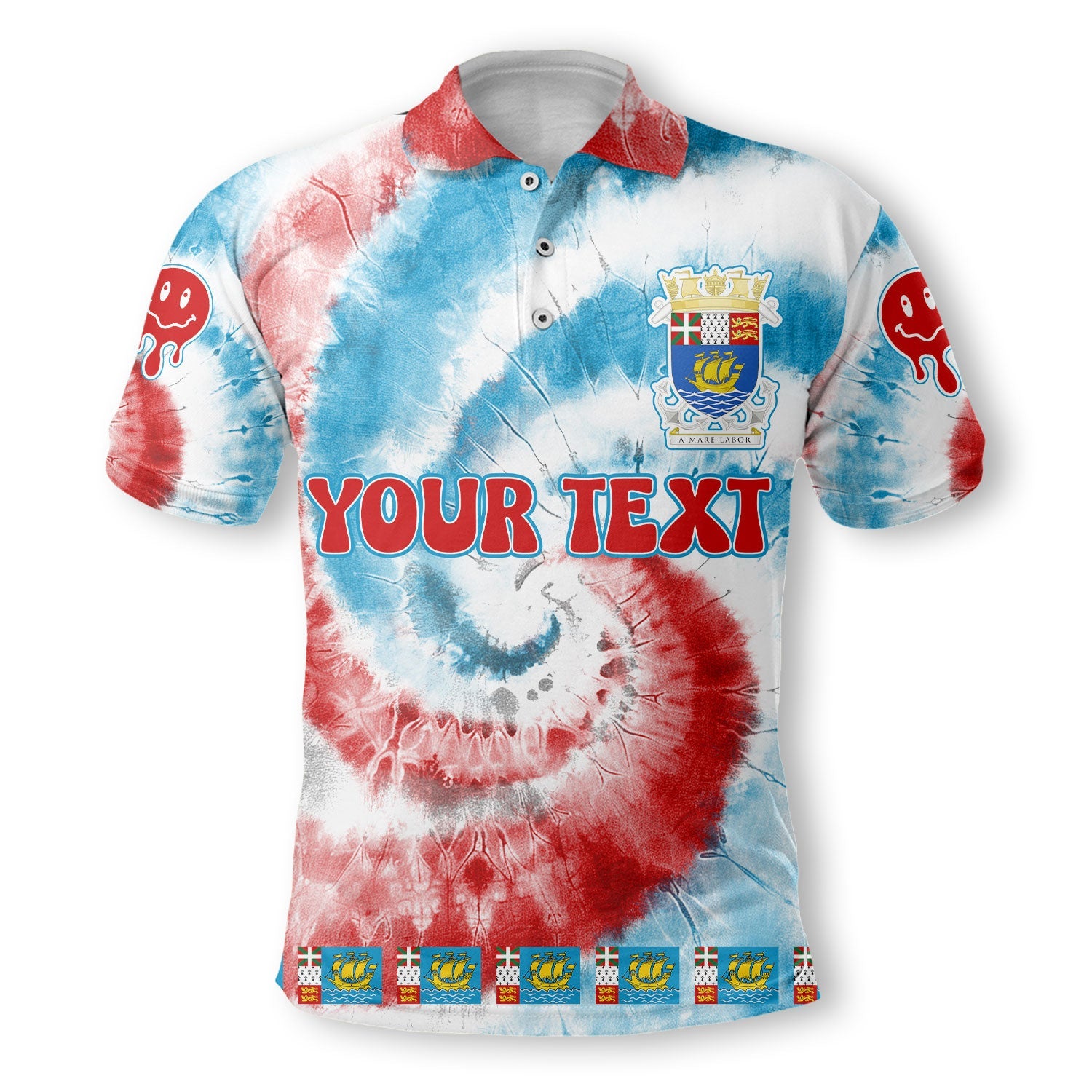 Saint Pierre And Miquelon Polo Shirt Custom Tie Dye Style 2