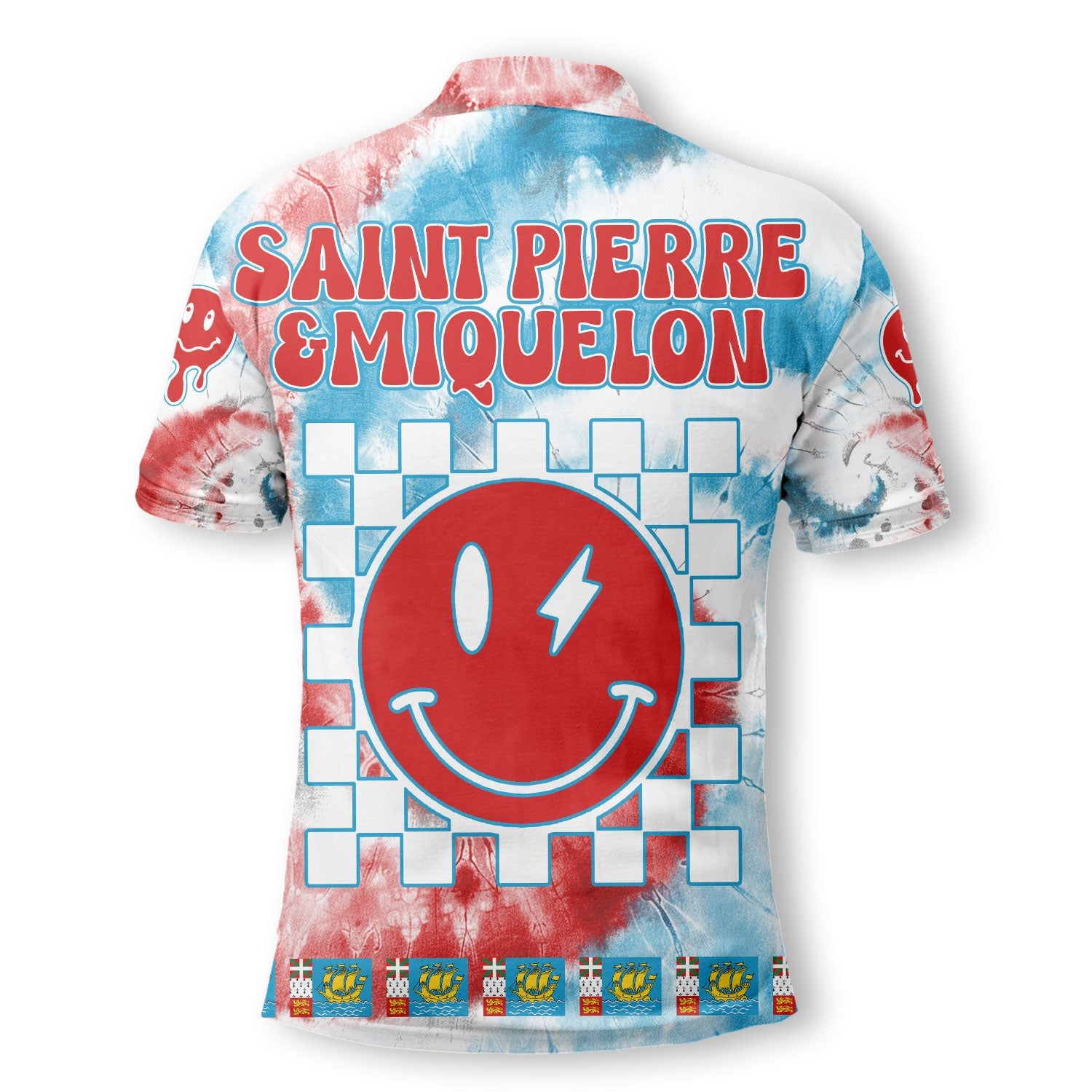 Saint Pierre And Miquelon Polo Shirt Custom Tie Dye Style 3