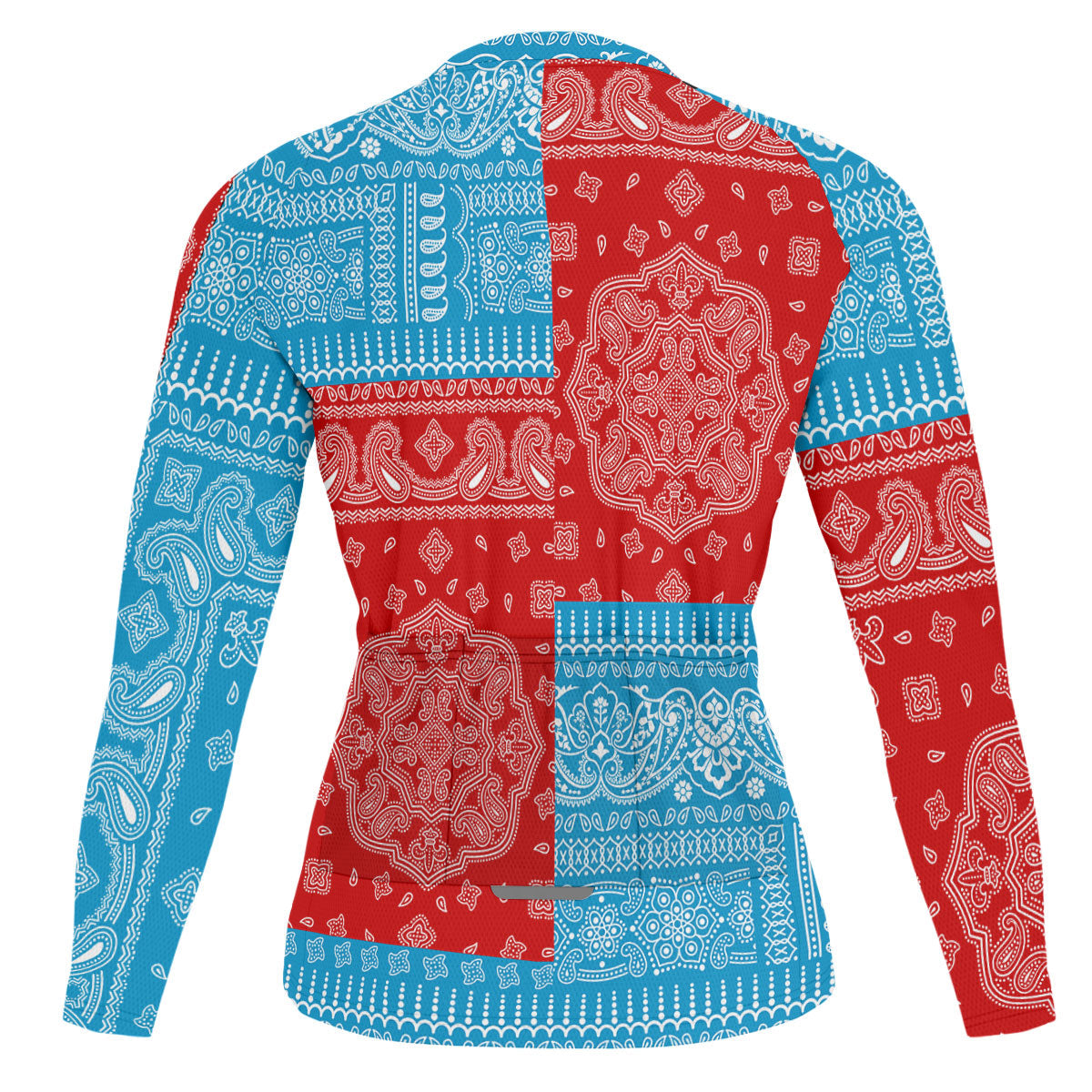 Saint Pierre And Miquelon Raglan Men Cycling Jersey Long Sleeve Flag And Paisley Basic Style 2