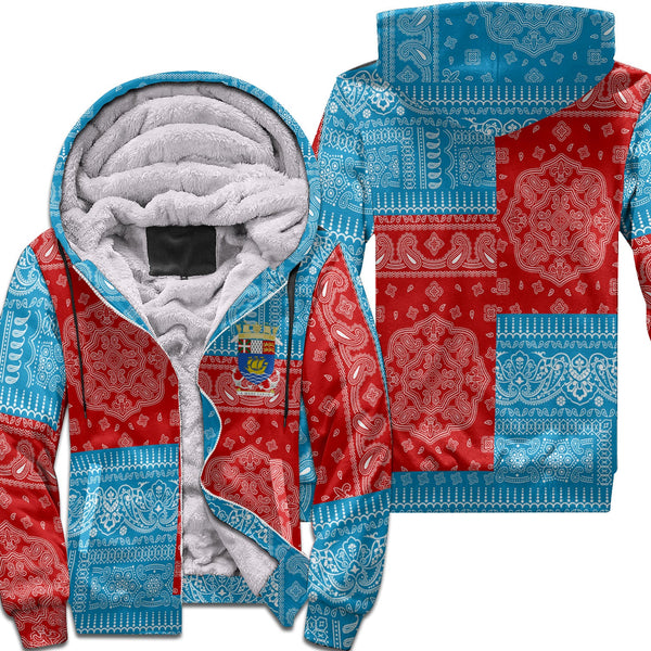 Saint Pierre And Miquelon Sherpa Hoodie Flag And Paisley Basic Style 1