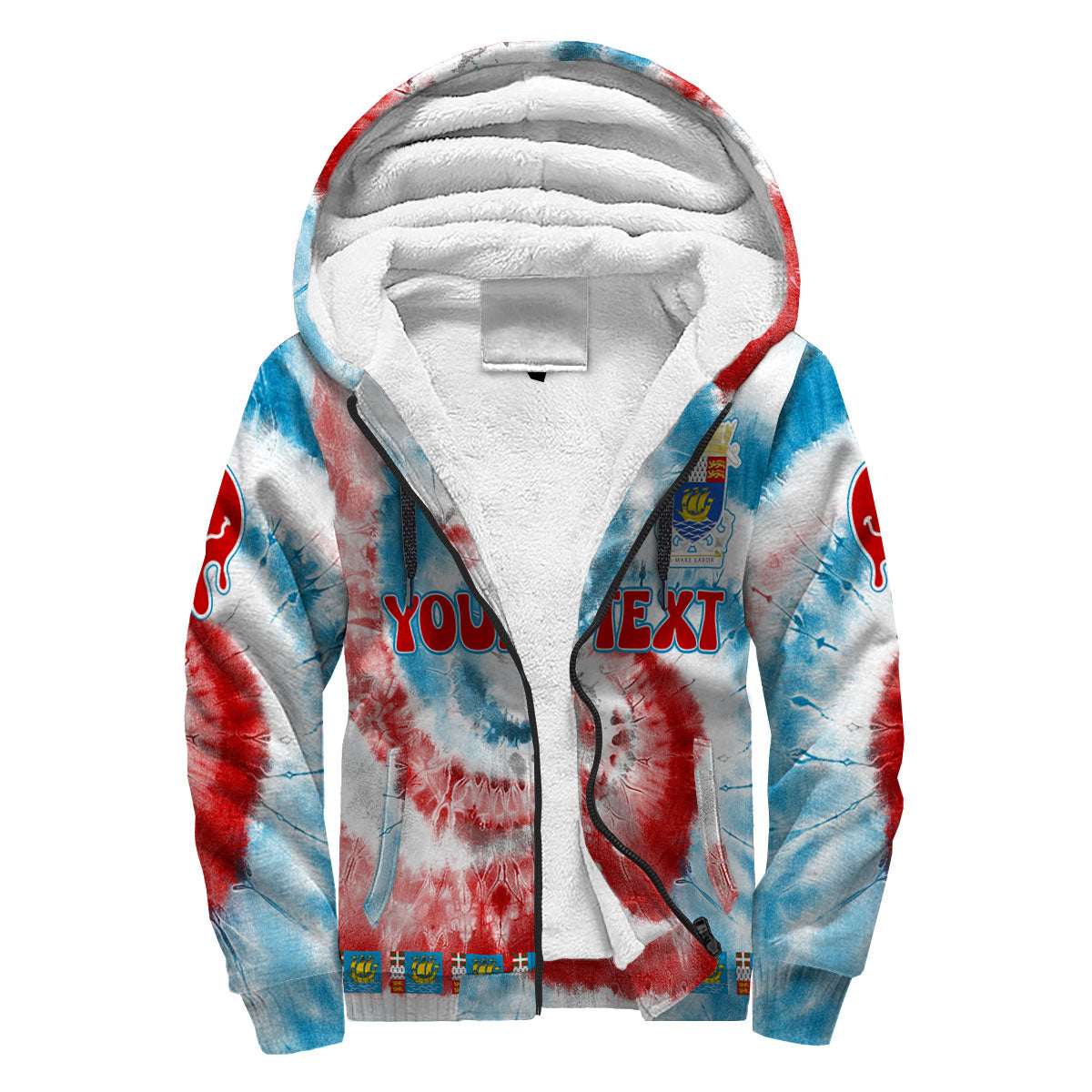 Saint Pierre And Miquelon Sherpa Hoodie Custom Tie Dye Style 3