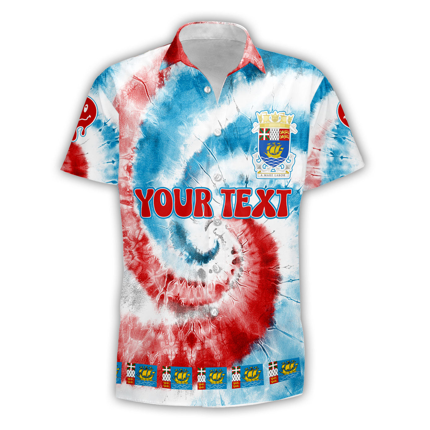 Saint Pierre And Miquelon Short Sleeve Shirt Custom Tie Dye Style 1