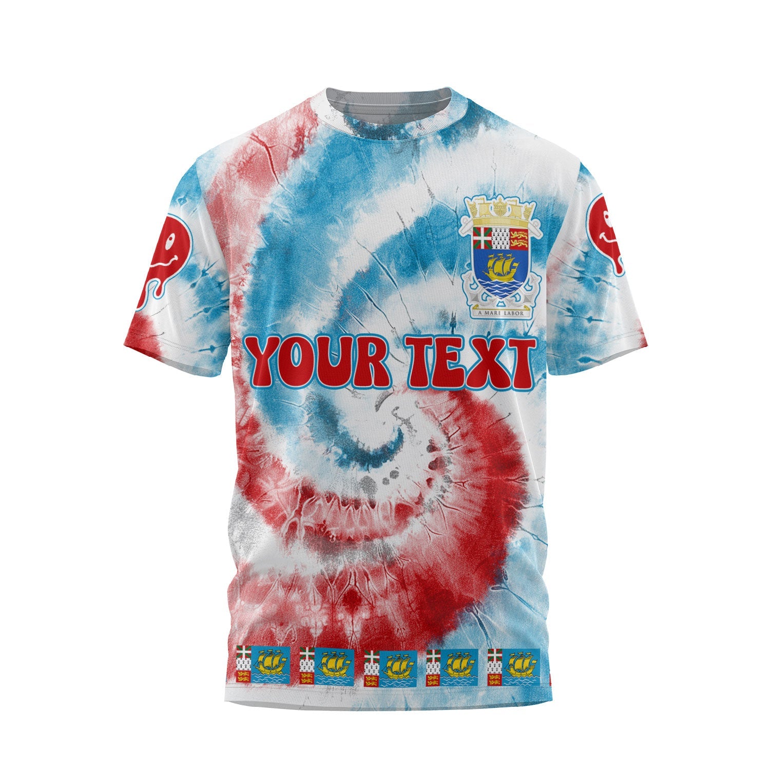 Saint Pierre And Miquelon T Shirt Custom Tie Dye Style 1