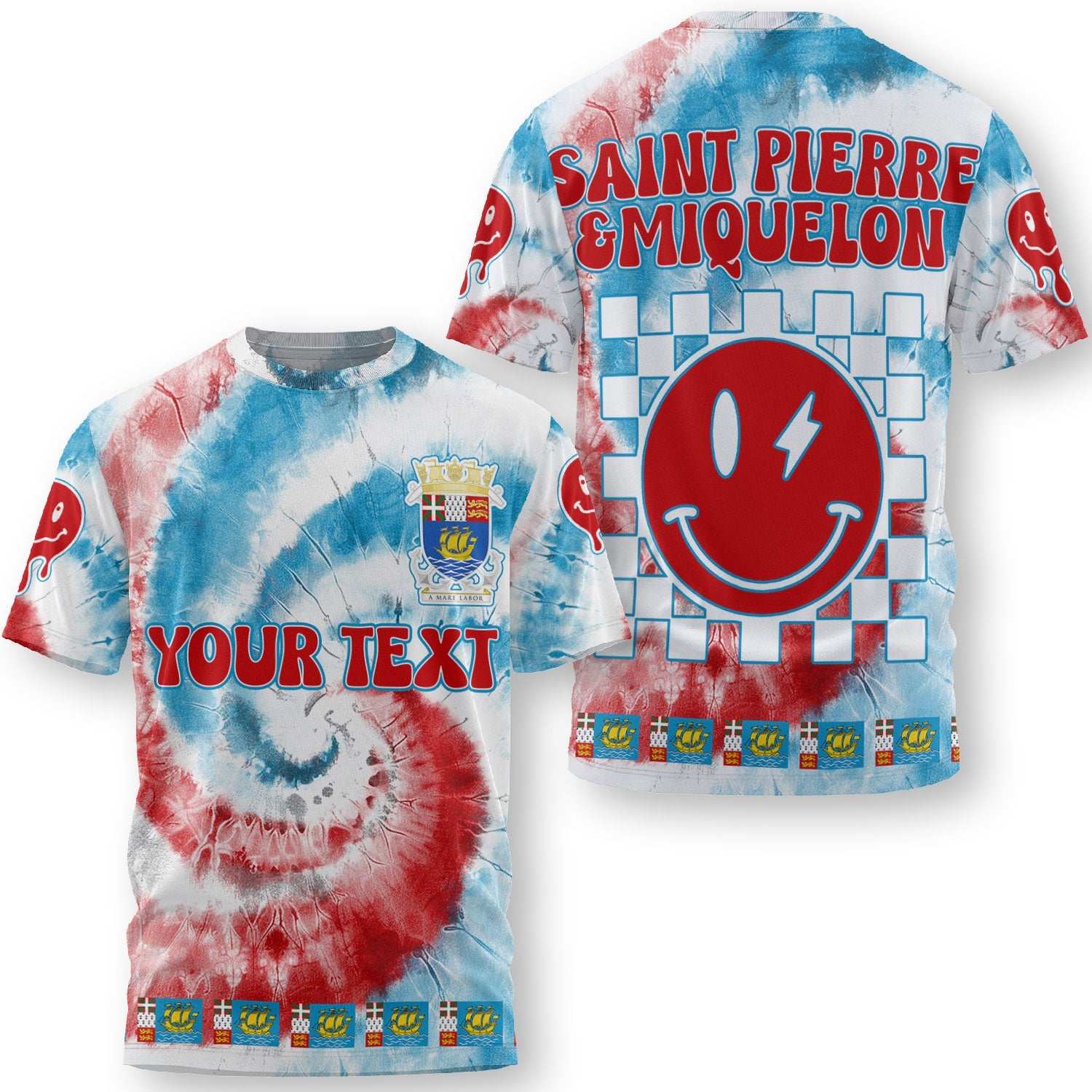 Saint Pierre And Miquelon T Shirt Custom Tie Dye Style 3