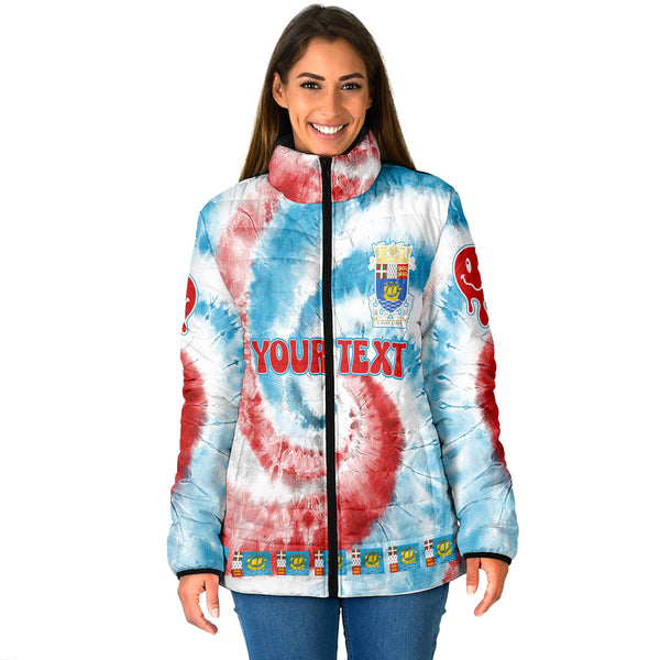 Saint Pierre And Miquelon Women Padded Jacket Custom Tie Dye Style 1