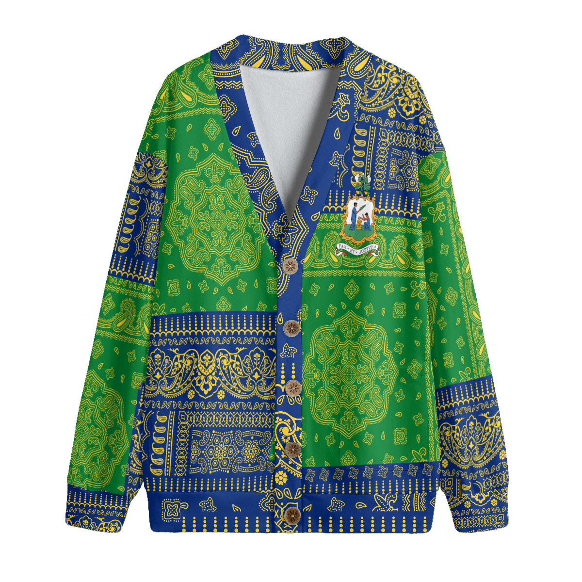 Saint Vincent And The Grenadines Fleece Cardigan Flag And Paisley Basic Style 1