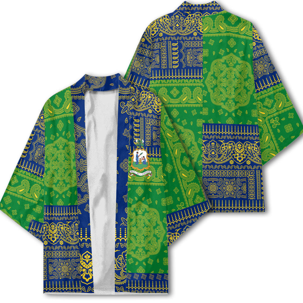 Saint Vincent And The Grenadines Kimono Flag And Paisley Basic Style 1