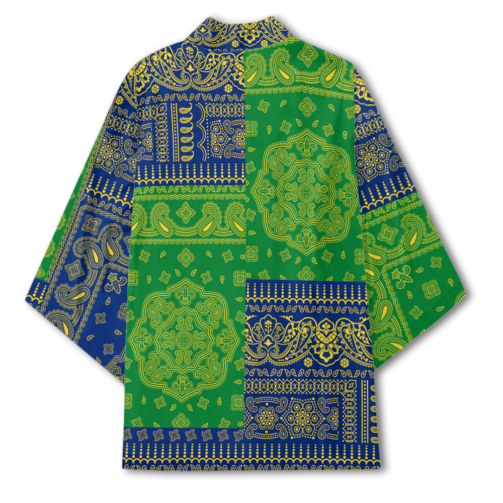 Saint Vincent And The Grenadines Kimono Flag And Paisley Basic Style 3