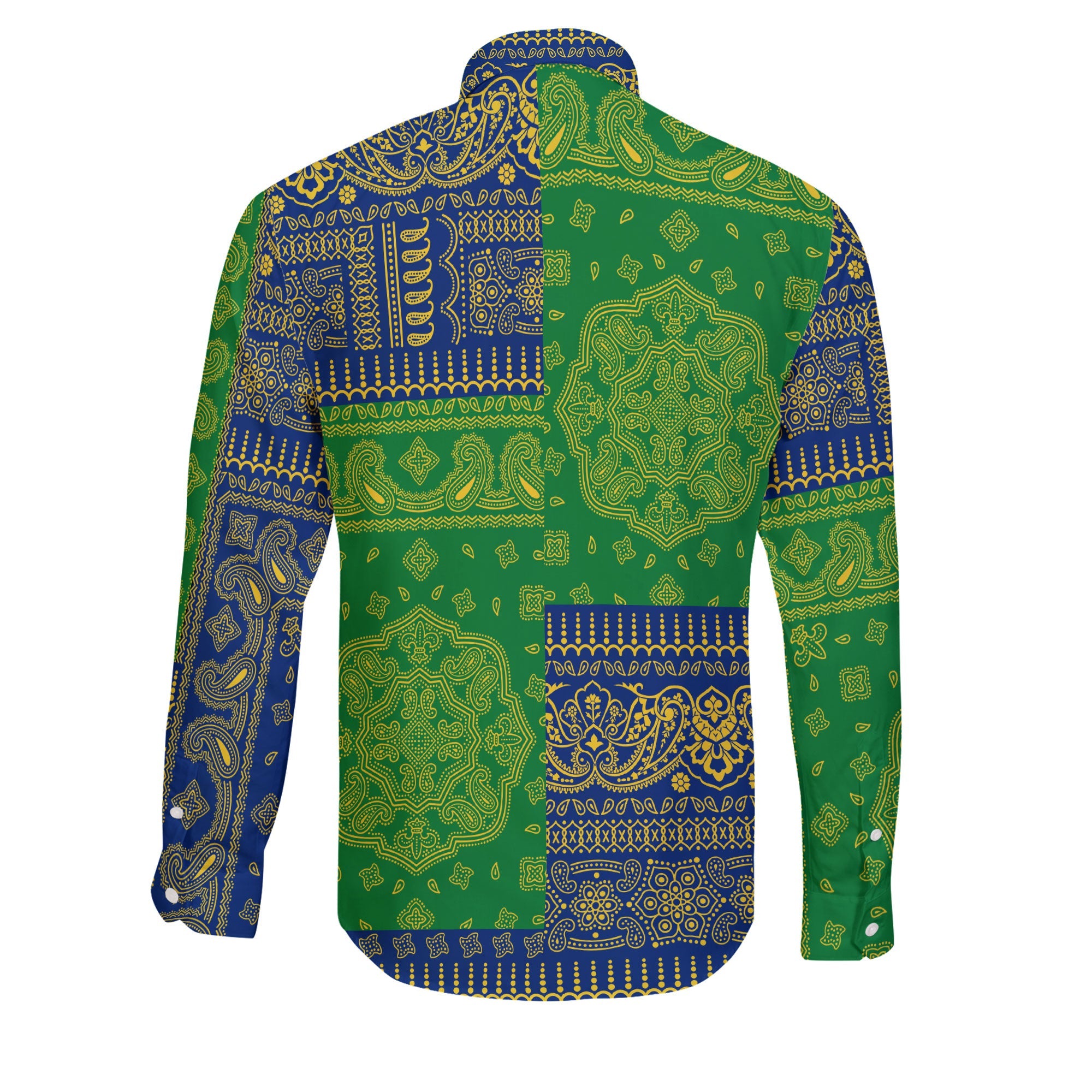 Saint Vincent And The Grenadines Long Sleeve Button Shirt Flag And Paisley Basic Style 2