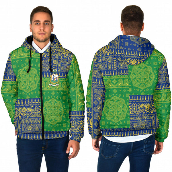 Saint Vincent And The Grenadines Men Hooded Padded Jacket Flag And Paisley Basic Style 1